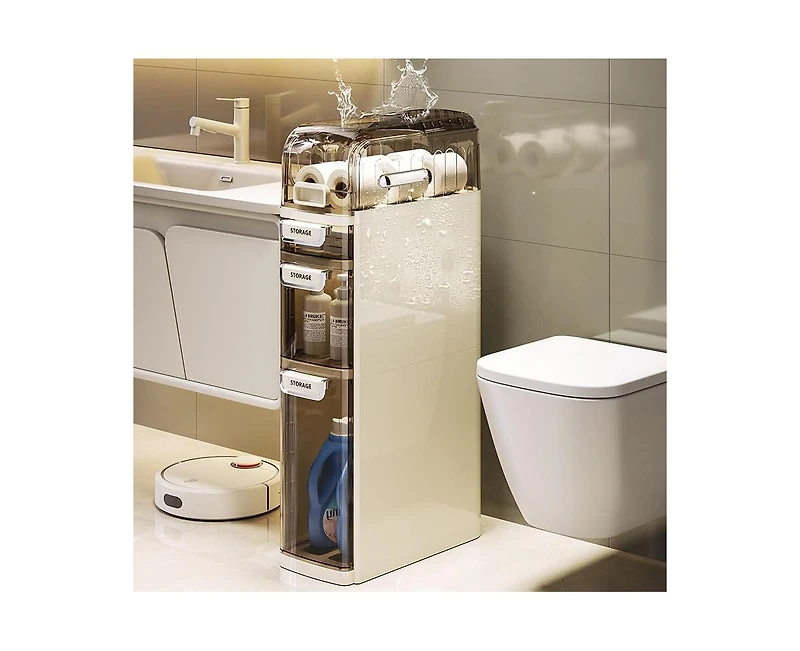 Homfan 4 Tier 30.7" h Bathroom Storage Cabinet, Slim Floor Cabinet for Living Room Bedroom