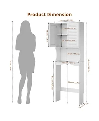 Homfan 66.7" h Bathroom Organizer with Anti-Tip Device, Ventilated Louvered Doors, for Bathroom