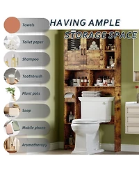 Homfan 67.4" h Bathroom Storage Organizer with Glass Door, for Toilet, Laundry Room