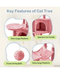 Zeus & Ruta 44in Cat Tree Tower: Multi-Cat Climbing, Sisal Posts, Extended Platform