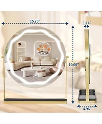 Homfan Led Vanity Mirror with Touch Control, Desktop Makeup Mirror for Bedroom or Bathroom