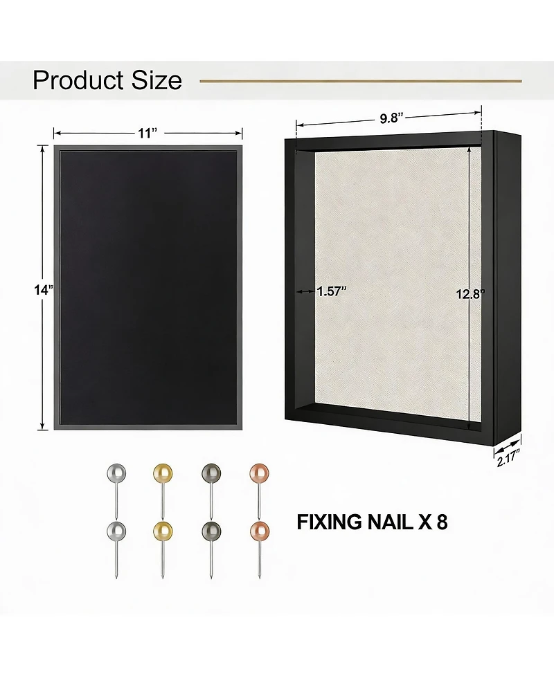 Yigii Shadow Box Frame: Magnetic Door, Linen Back, Durable Wood
