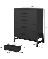 Gaomon 4 Drawer Bedroom Dresser, 38.6" Tall Wooden Chest with Deep Drawers & Chic Legs, Freestanding Storage for Closet Living Room