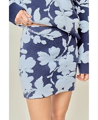 English Factory Women's Fuzzy Flower Mini Skirt