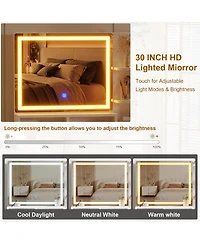 Gaomon 5 Drawer Makeup Vanity Desk Lights & Power Outlet, Modern Fluted Design for Bedrooms, Apartments, Easy to Assemble