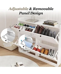 gaomon Large Shoe Storage Cabinet with 4 Flip Drawers, Narrow Entryway Shoe Organizer with Adjustable Shelves, White