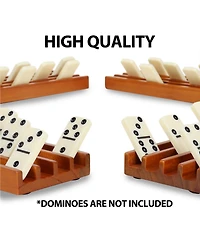 Gse Games & Sports Expert Domino Racks Set of 4, Wooden Domino Trays Holders Organizer, Premium Domino Tiles Holder Racks