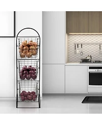 Sorbus 3-Tier Adjustable Market Basket Stand - Fruit, Veggie, & Household Organizer - Stylish Storage & Display for Kitchen & Home