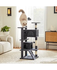 Zeus & Ruta 62" Grey Large Cat Tree Tower: Multi-Level, Scratching Post, Jumping Platform Space
