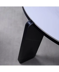 Streamdale Furniture Set of 2 Round Nesting Coffee Tables with White Sintered Stone Top