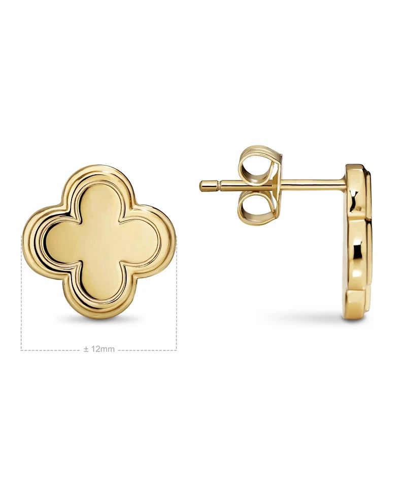 Devata Contour-lined Clover Stud Earrings in Gold Plated Sterling Silver