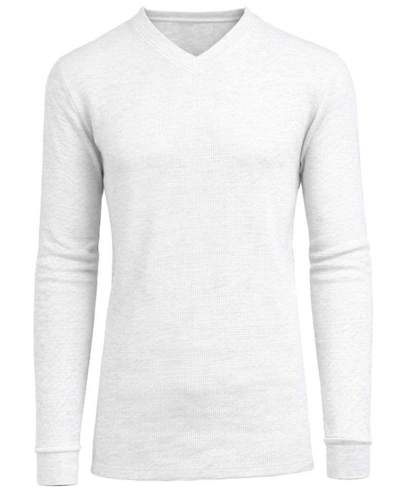 Galaxy By Harvic Men's Long-Sleeve Waffle-Knit V-Neck Thermal T-Shirt