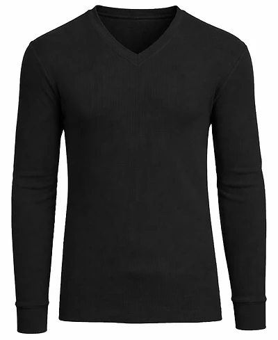 Galaxy By Harvic Men's Long-Sleeve Waffle-Knit V-Neck Thermal T-Shirt