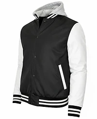 Q-Active Men's Ribbed Collar Hooded Varsity Jacket