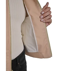 Cole Haan Women's Pinstripe Rain Bomber Jacket