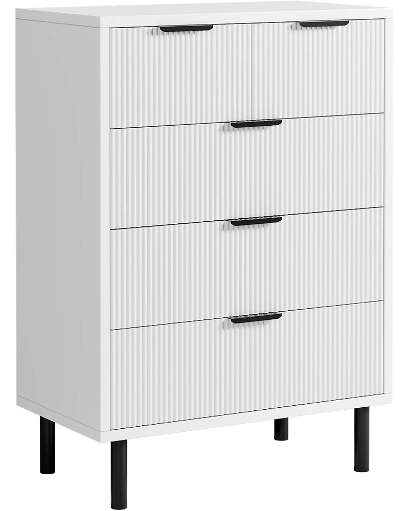 Gaomon Wave Fluted 5-Drawer Tall Wood Dresser with Wide Storage, Deep Drawers & Organizer Design for Bedroom or Nursery