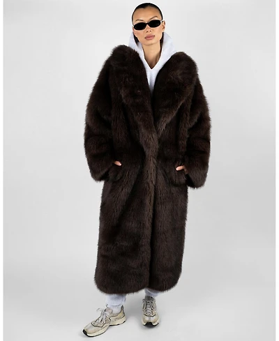 WeWoreWhat Women's Long Faux Fur Jacket