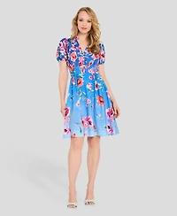 Tahari Asl Petite V-neck Short-Sleeve Dress