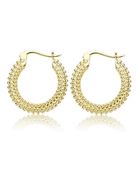 14K Gold Plated Ribbed Hoop Earrings