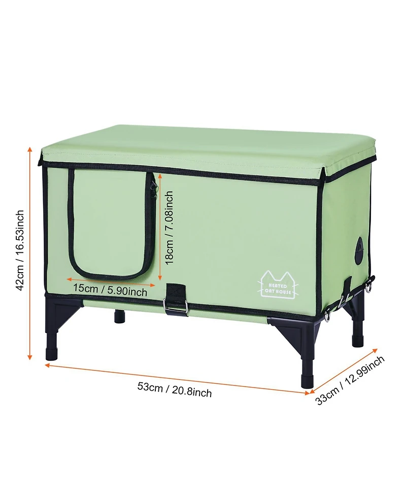 Aostirmotor Heated Elevated Cat House with Pad