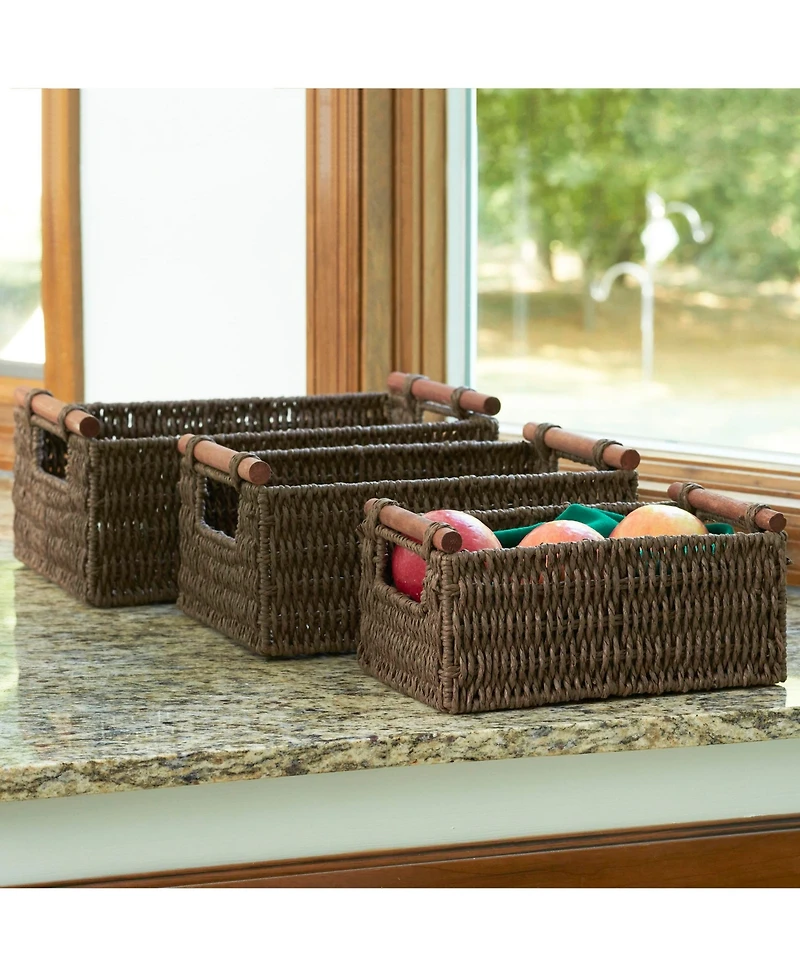 Household Essentials Decorative Woven Baskets Set of 3, Small, Medium and Large