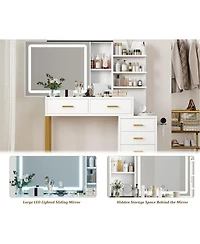 Gaomon 46.8IN Vanity Desk Mirror - Led Lights and Power Outlet