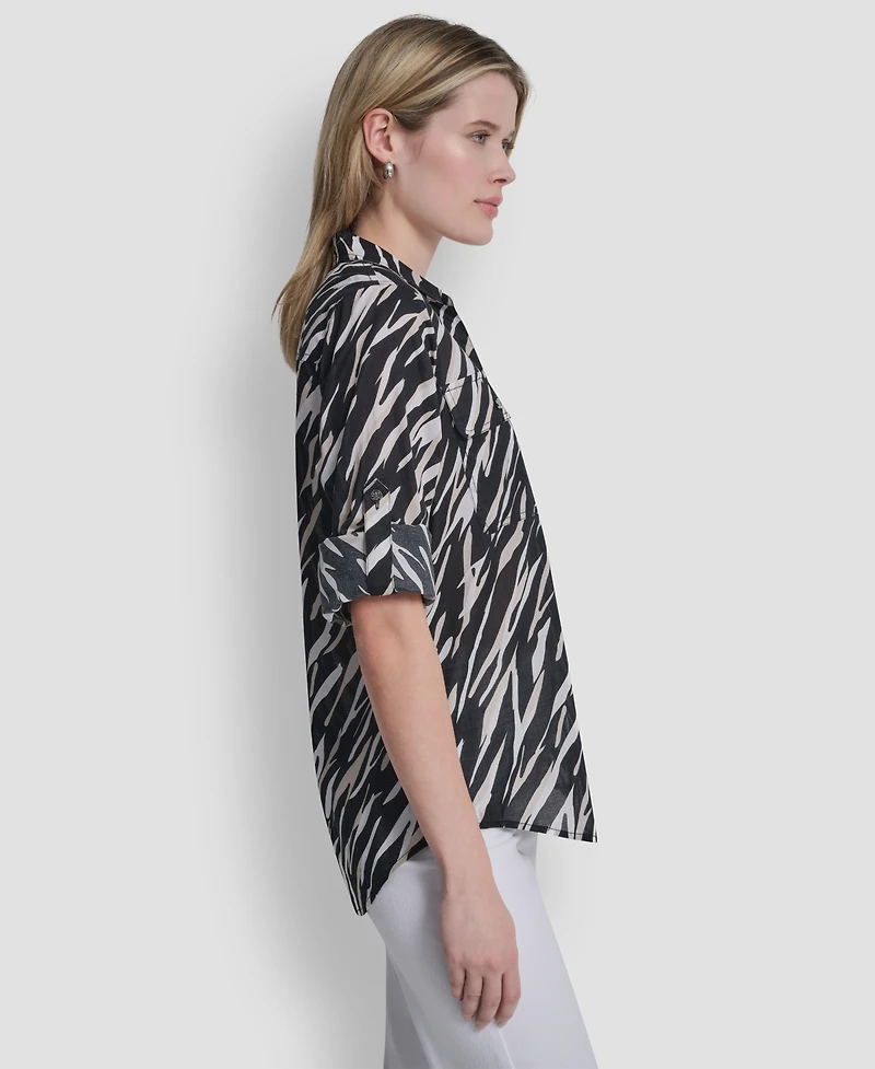 Dkny Women's Printed Long-Sleeve Shirt