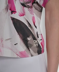 Dkny Women's Heart Print Short-Sleeve Crew Neck Top
