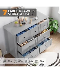 gaomon Modern 7-Drawer Dresser with Nickel Round Handles, Stylish Wood Organizer Deep Drawers for Ample Storage Space, Living Room