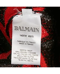 Pre-Owned Balmain Women's Red/black Chevron Lurex Knit Bodycon Dress