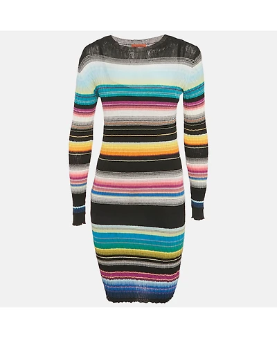 Pre-Owned Missoni Women's Black Striped Rib Knit Mini Dress
