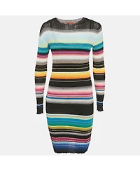 Pre-Owned Missoni Women's Black Striped Rib Knit Mini Dress