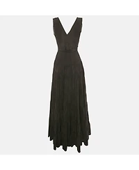 Pre-Owned Balenciaga Women's Black Silk Flared Maxi Dress