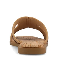 Journee Collection Womens Primah "H" Band Medium and Wide Width Slip On Flat Sandals