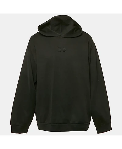 Pre-Owned Dolce & Gabbana Men's Black 3D Logo Cotton Knit Hoodie