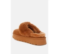 London Rag Women's Portho Faux Fur Slip Flat