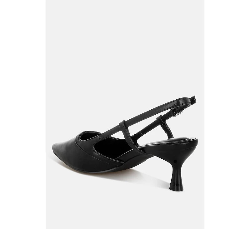 London Rag Womens Luxton Slingback Pin Buckle Kitten Heels