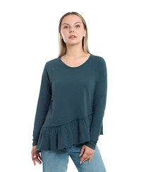 Wilt Clothing Women's Raglan Long Sleeve Asymmetric Peplum