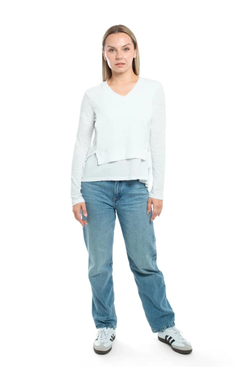 Wilt Clothing Women's Mixed Media Double Layer Long Sleeve