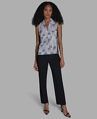 Bcbg Women's Printed V-Neck Sleeveless Blouse