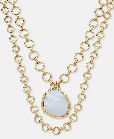 I.n.c. International Concepts Shell Layered Pendant Necklace, 16" + 3" extender, Macy's Exclusive