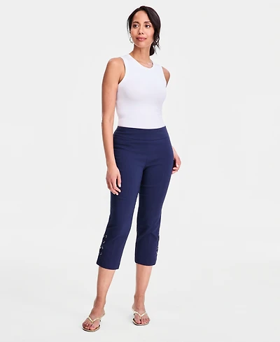 Jm Collection Women's Side Lace-Up Pull-On Capri Pants, Created for Macy's