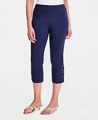 Jm Collection Women's Side Lace-Up Pull-On Capri Pants, Created for Macy's