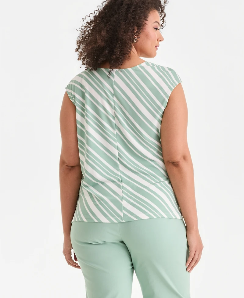 I.n.c. International Concepts Plus Printed Drape Sleeveless Top, Created for Macy's
