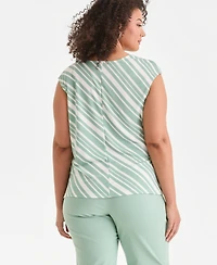 I.n.c. International Concepts Plus Printed Drape Sleeveless Top, Created for Macy's