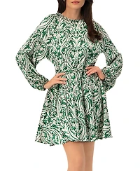 Ivonne Women's Baroque Print Mini Dress with Belted Waist
