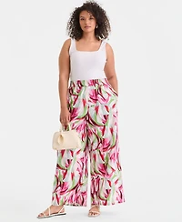 I.n.c. International Concepts Plus Printed Pull-On Wide-Leg Pants, Created for Macy's
