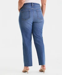 I.n.c. International Concepts Plus High-Rise Embellished Straight Ankle Jeans, Created for Macy's