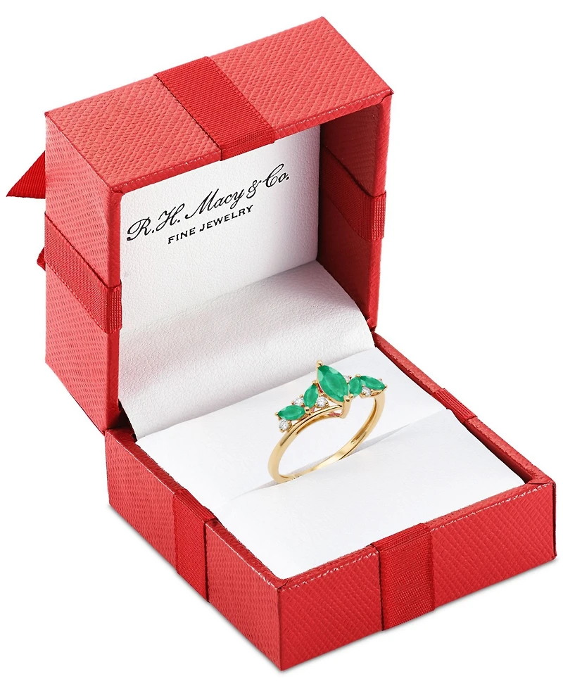 Macy's Emerald (7/8 ct. t.w.) and Diamond (1/10 Ring 14k Yellow Gold (Also Available Sapphire, Ruby)