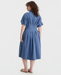 On 34th Trendy Plus Denim Pleated Shirtdress, Macy's Exclusive